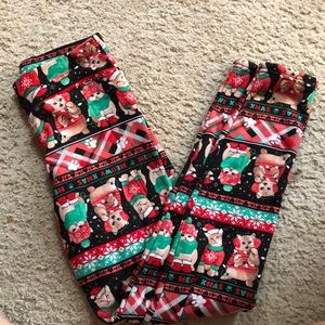 NWOT christmas cat fleece lined leggings